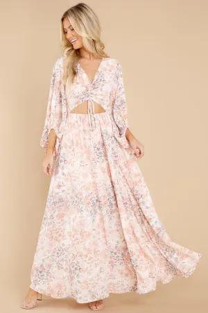 Take Me To Brunch Peach Floral Maxi Dress