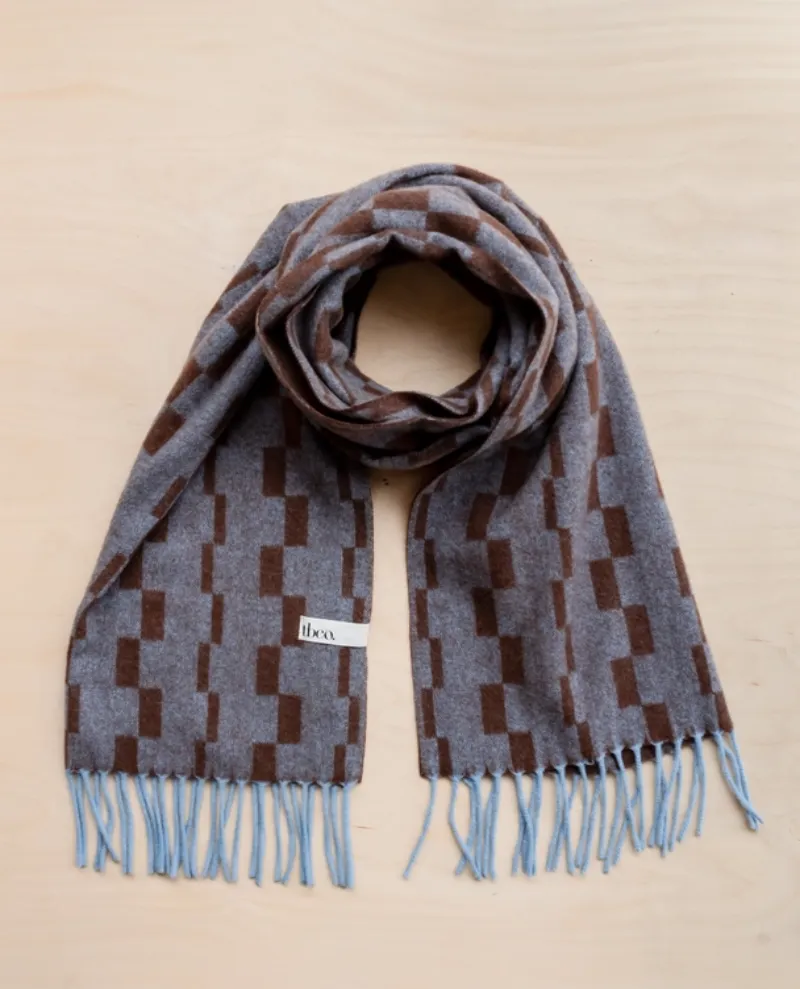 TBCo Lambswool Oversized Blue Checker Scarf