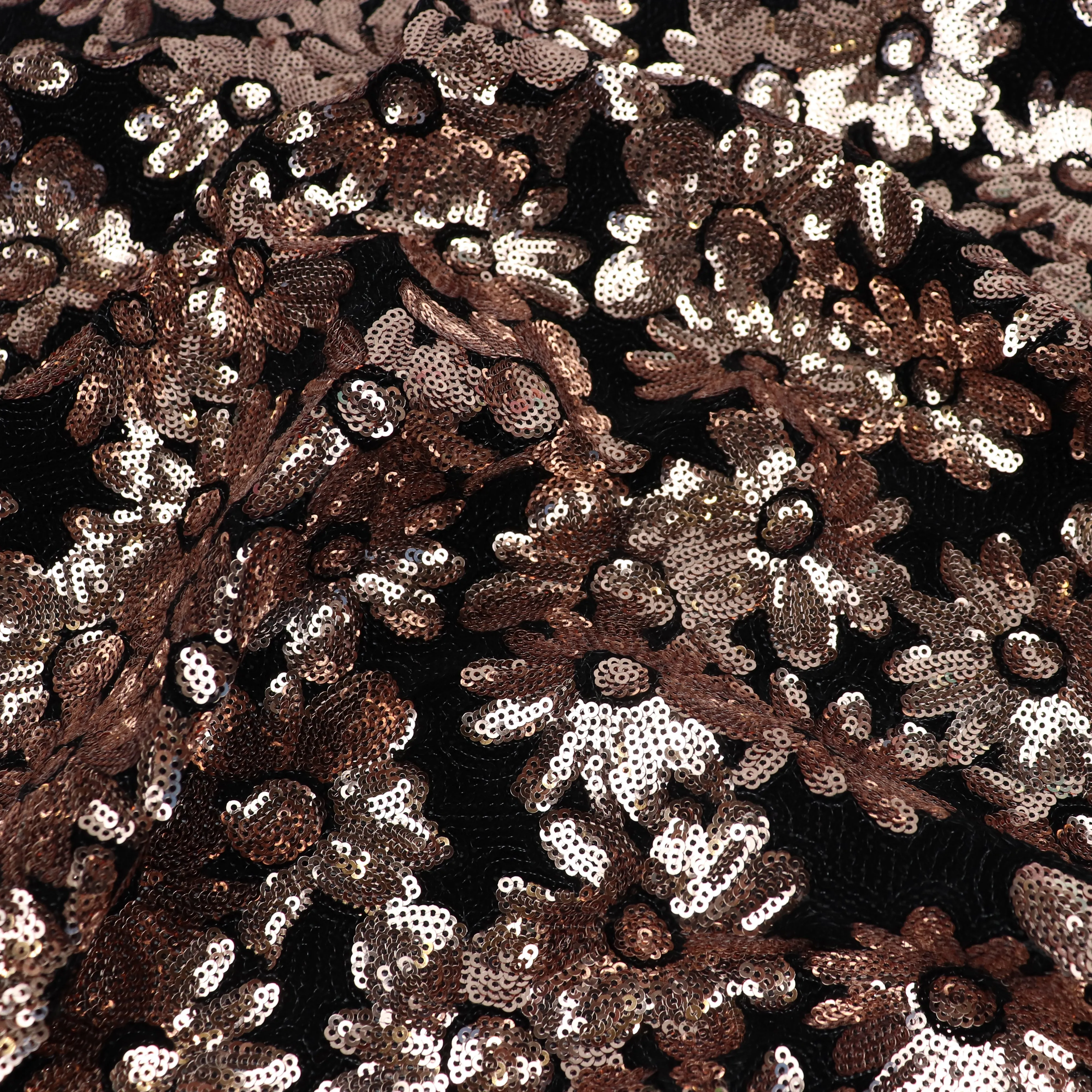 Tulle Sequins - Rose Gold Flowers   Velvet Sequins