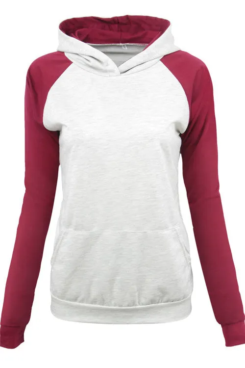 Two Tone Hooded Pullover Sweatshirt