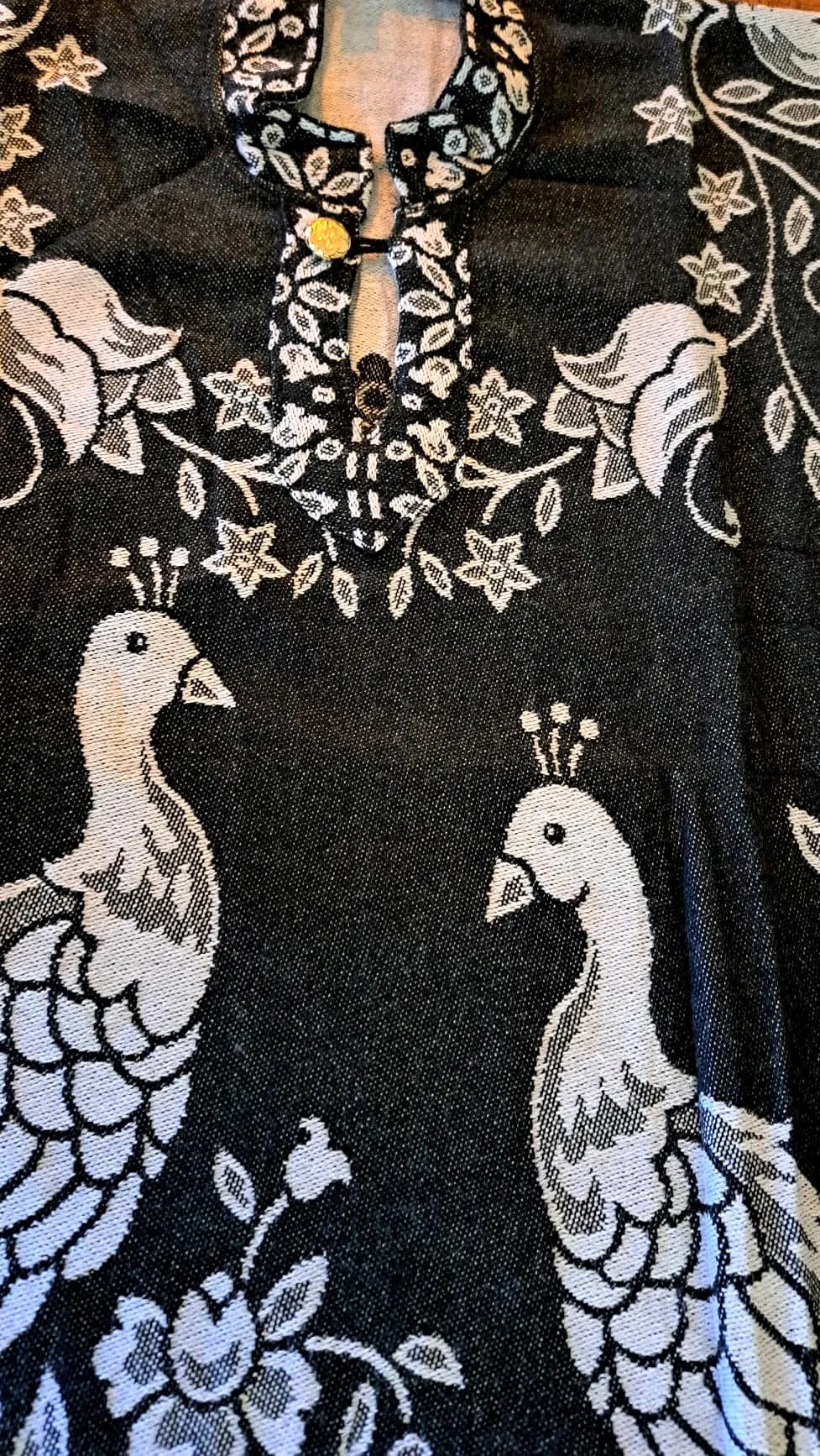 Typical Mexican Gaban Peacock Poncho