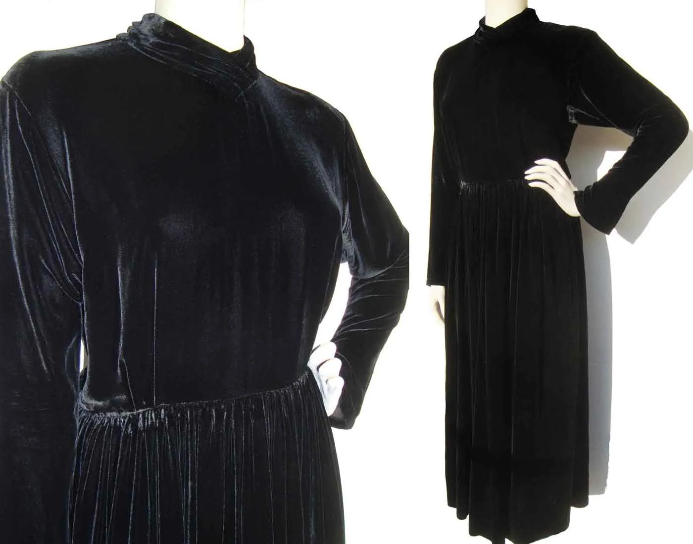 Vintage 90s Black Velvet Dress Cocktail Gown M / L