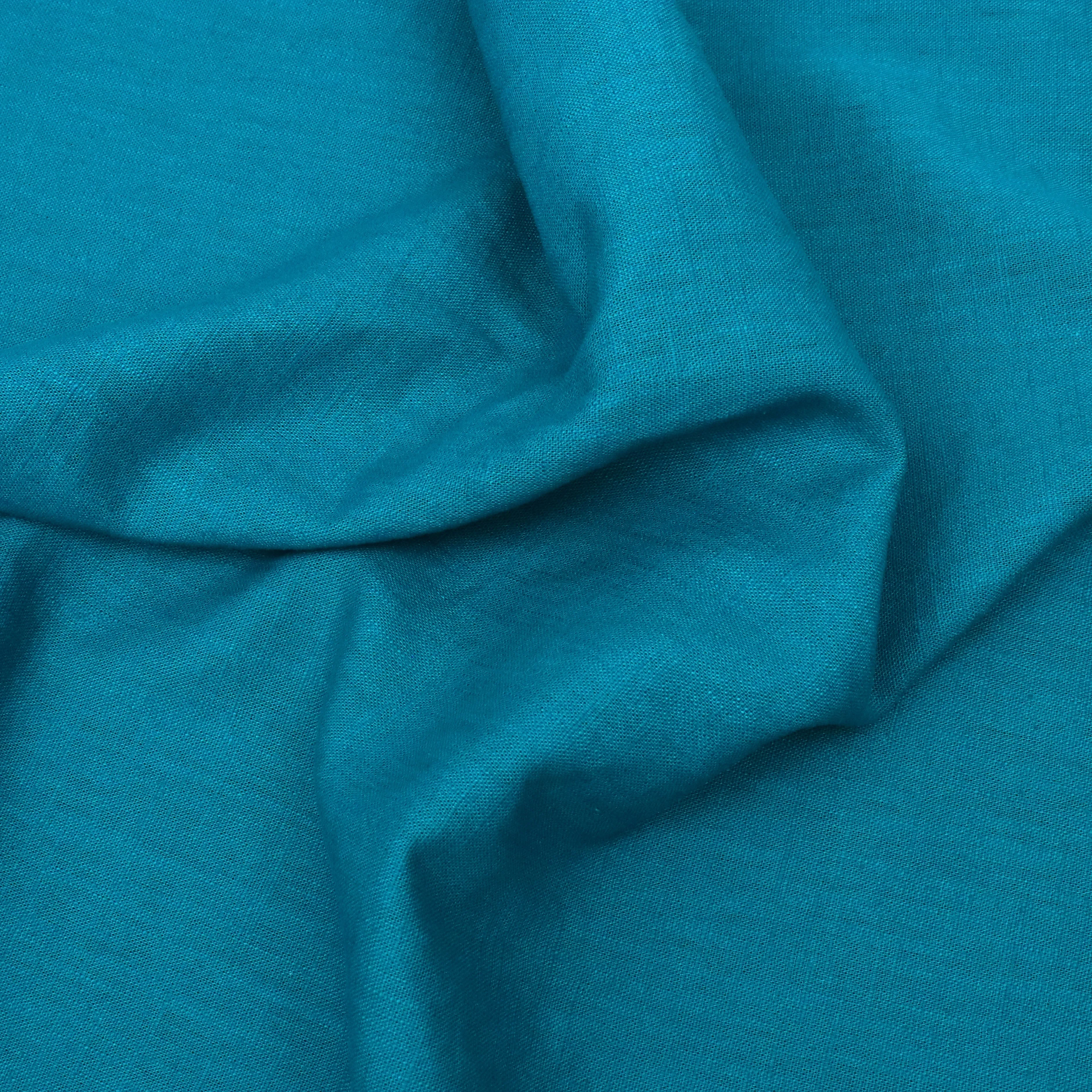 Washed Linen Cotton - Bright Turquoise