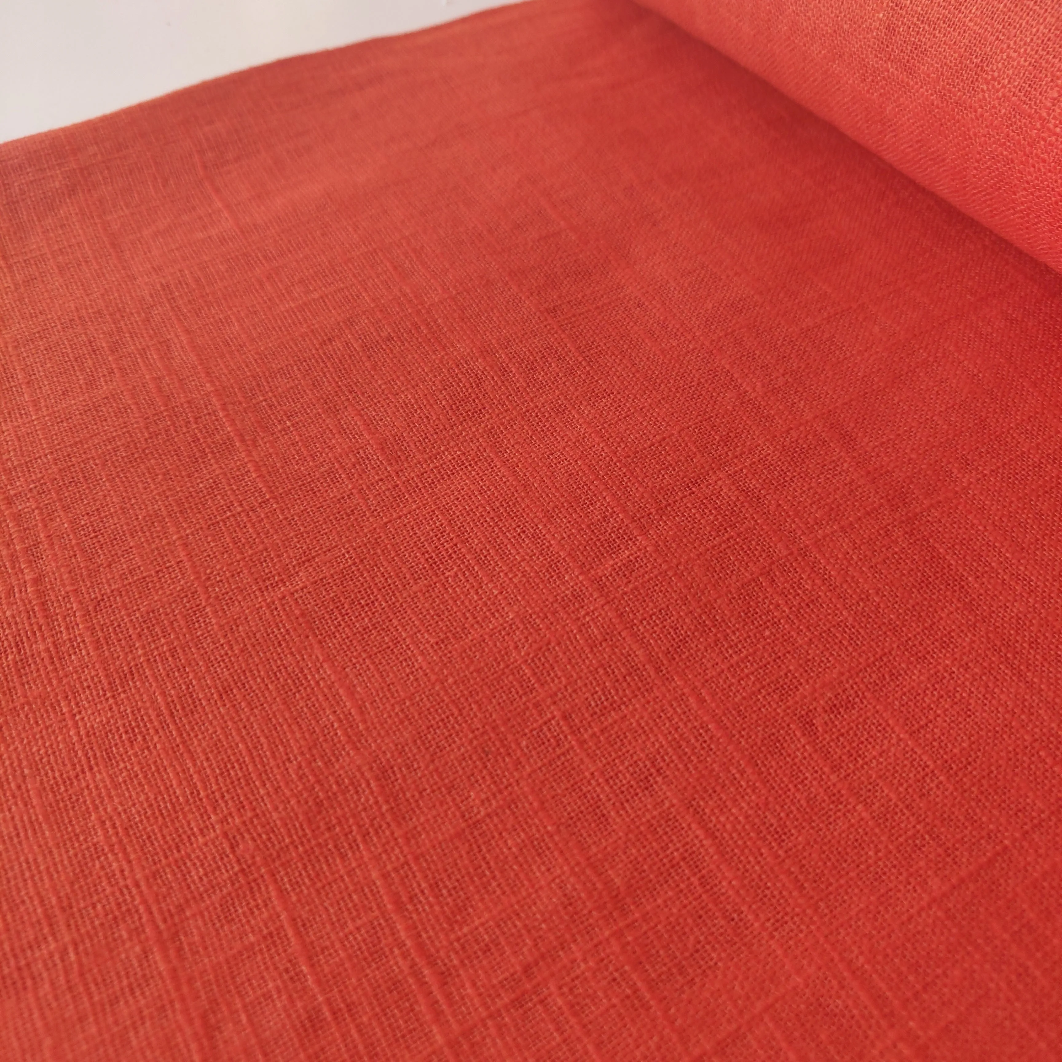 Washed Linen Cotton - Flame Orange