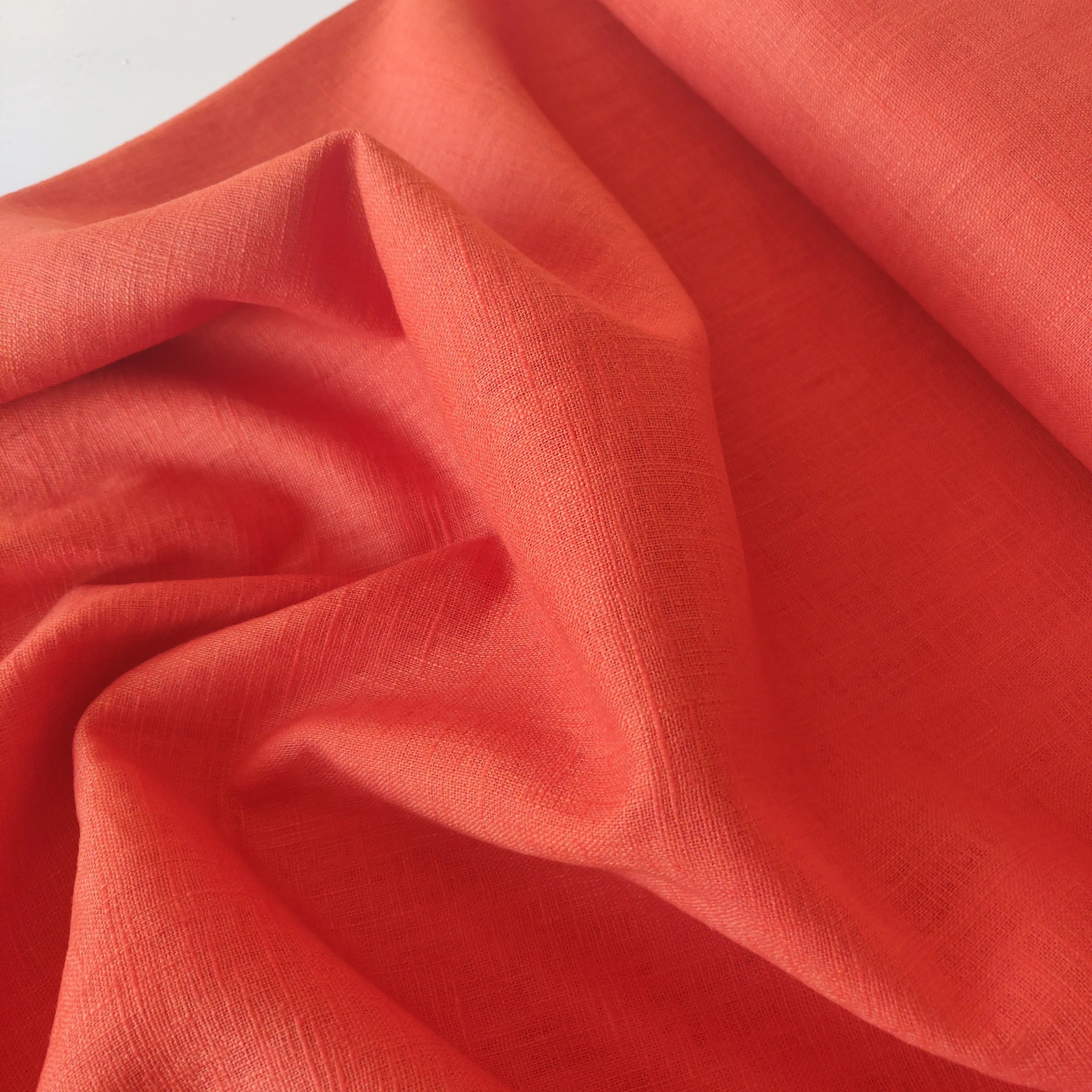 Washed Linen Cotton - Flame Orange