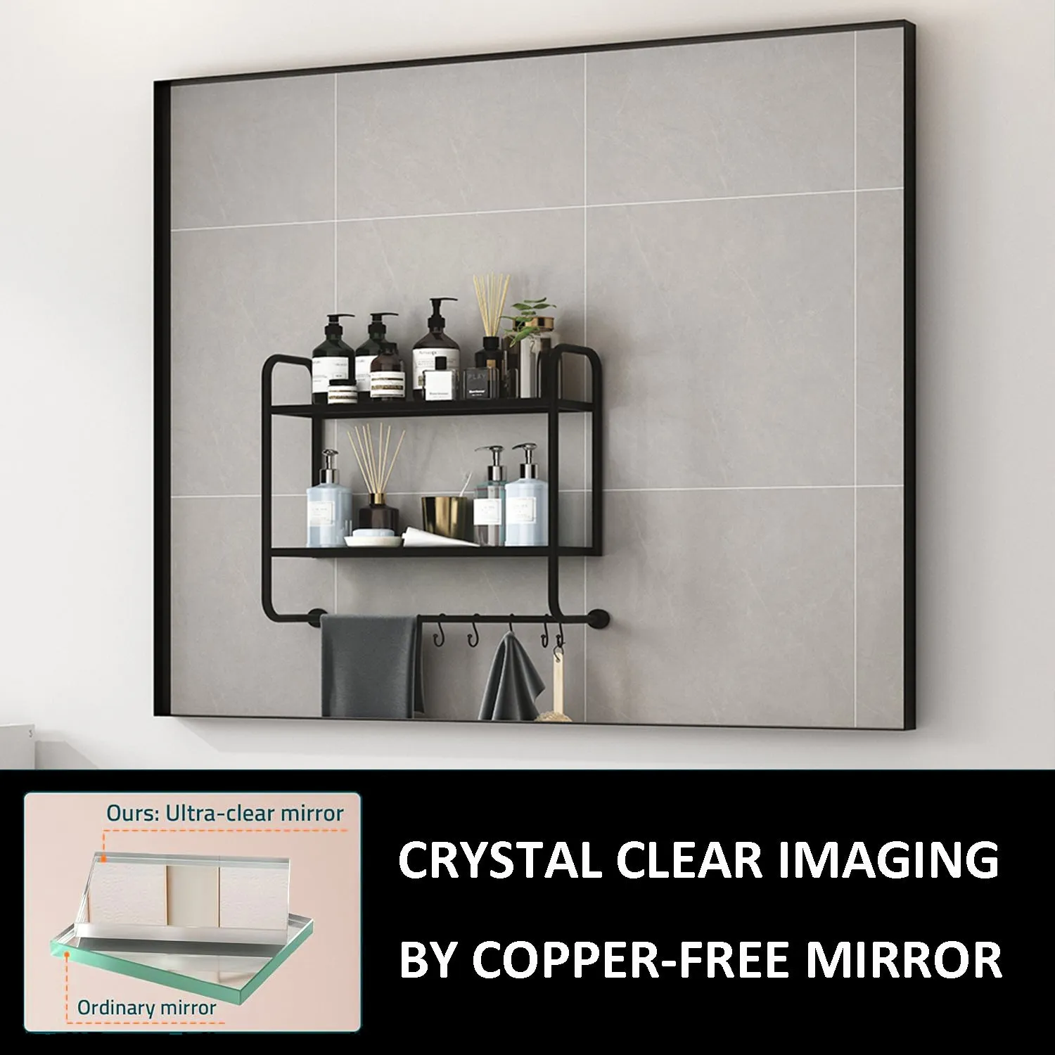 Waterpar® 22 in. W x 30 in. H Rectangular Aluminum Framed Wall Bathroom Vanity Mirror