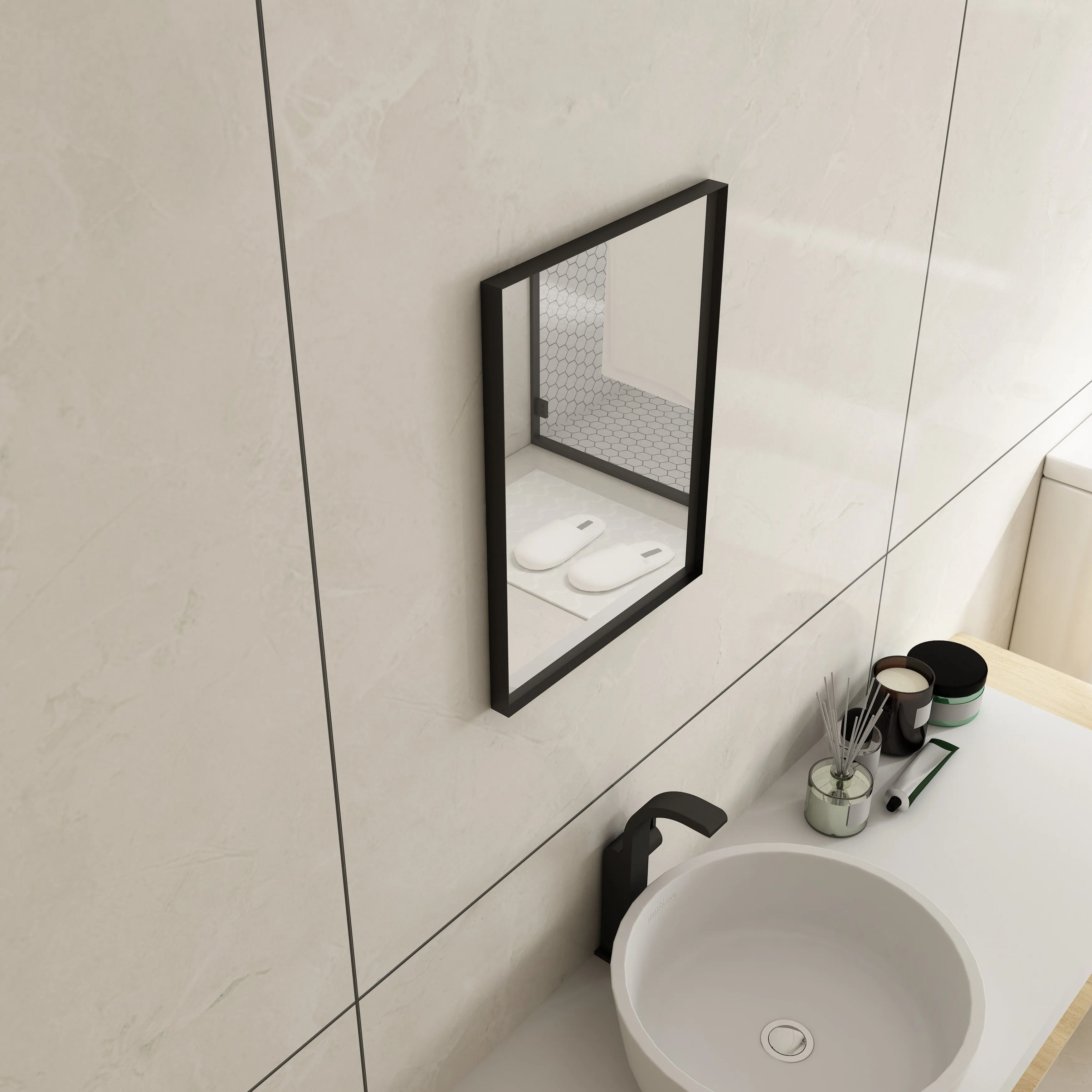 Waterpar® 22 in. W x 30 in. H Rectangular Aluminum Framed Wall Bathroom Vanity Mirror