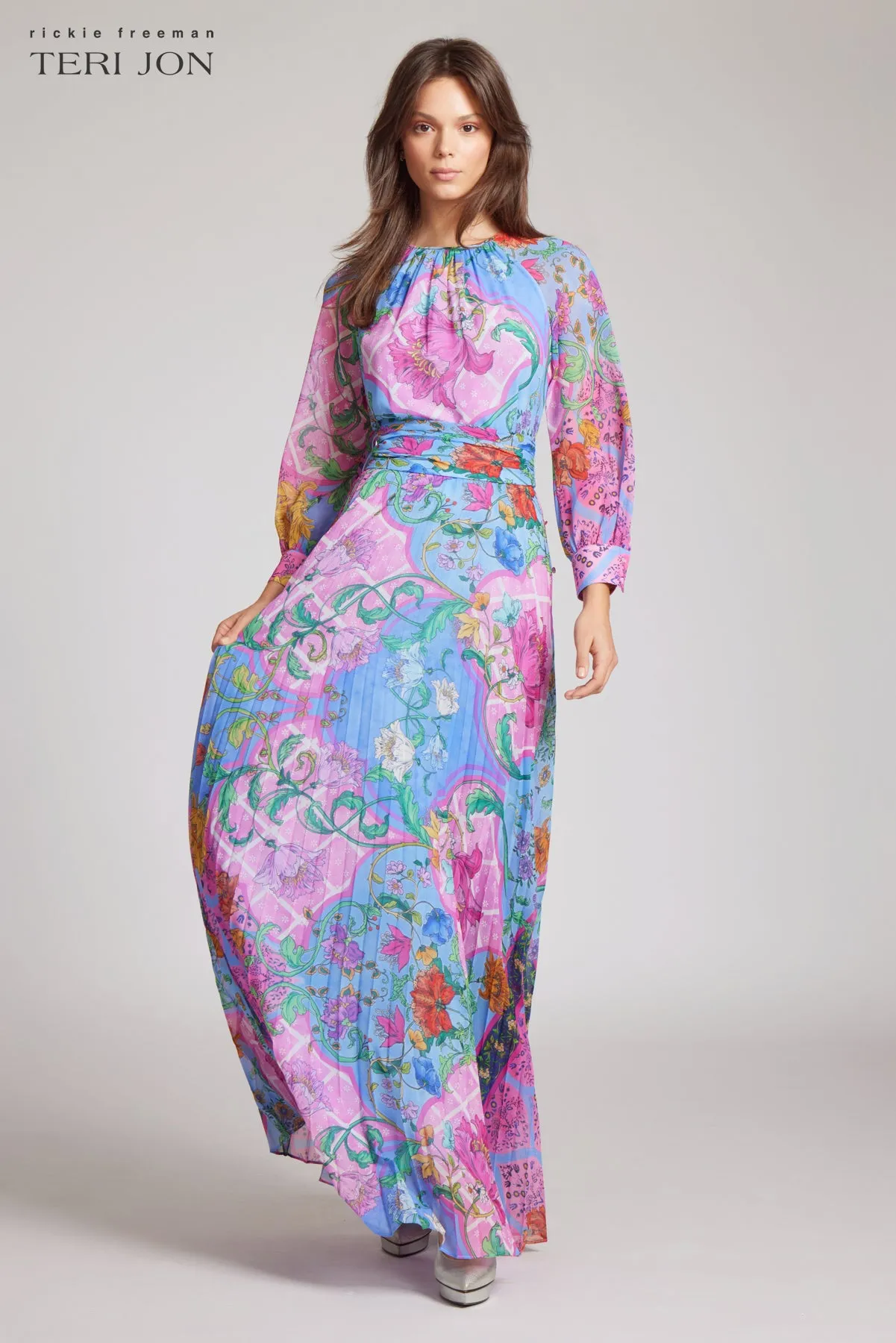 Whimsical Chiffon Floral Maxi Dress