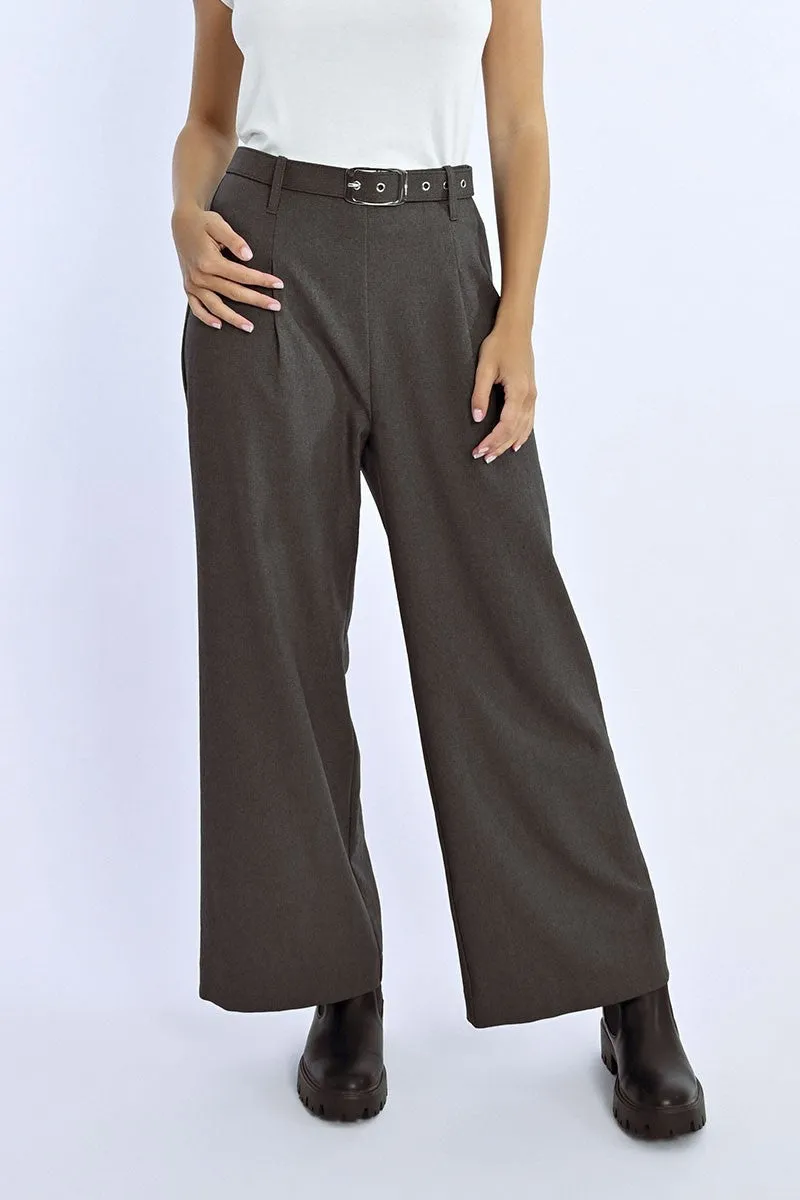 Wideleg Pants - Dark Grey