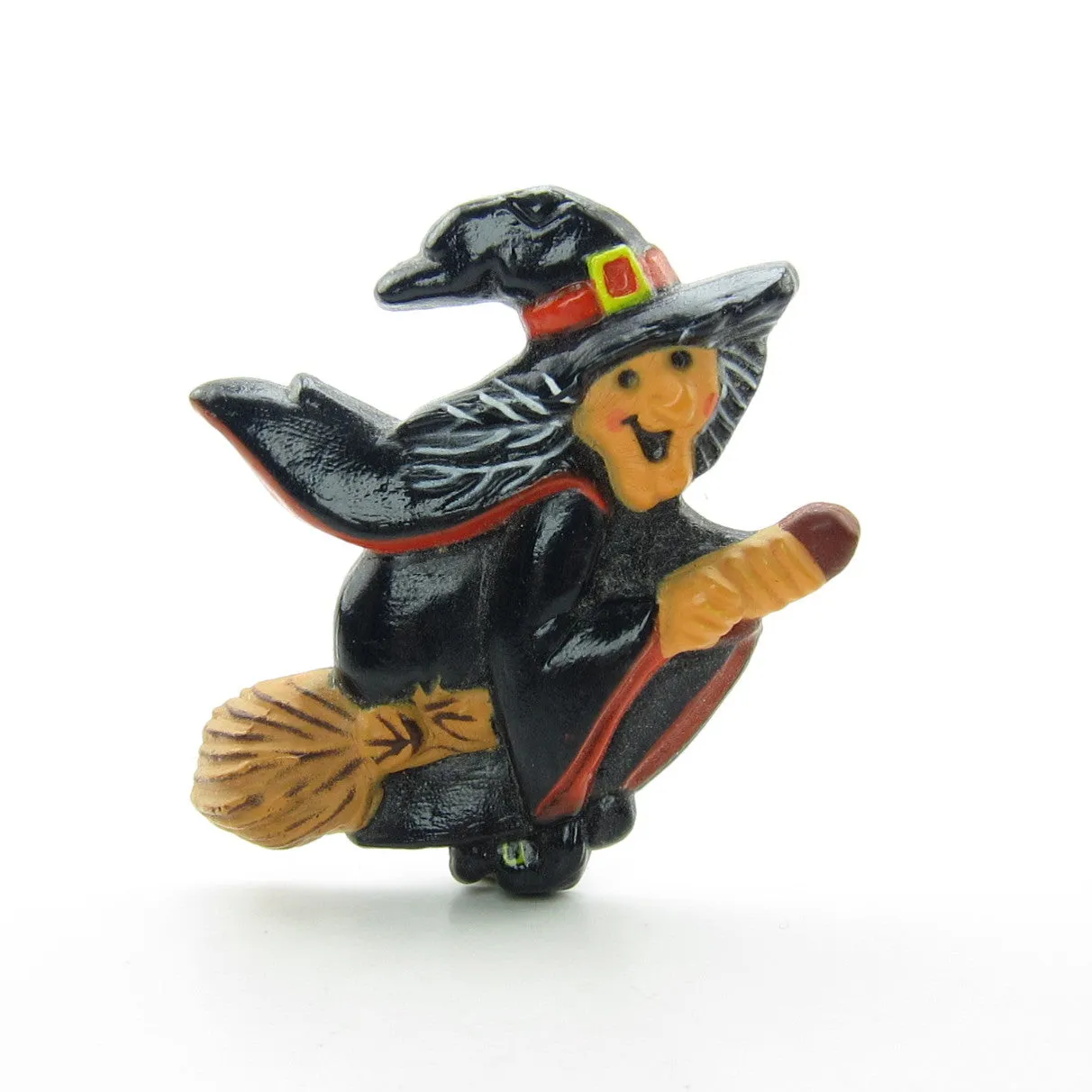 Witch on Broomstick Pin Vintage Hallmark Halloween Lapel