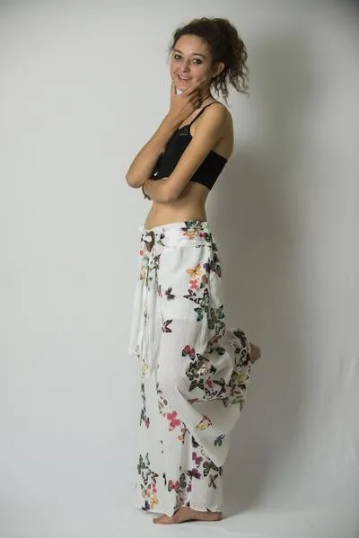 Womens Butterfly Palazzo Pants in Pink