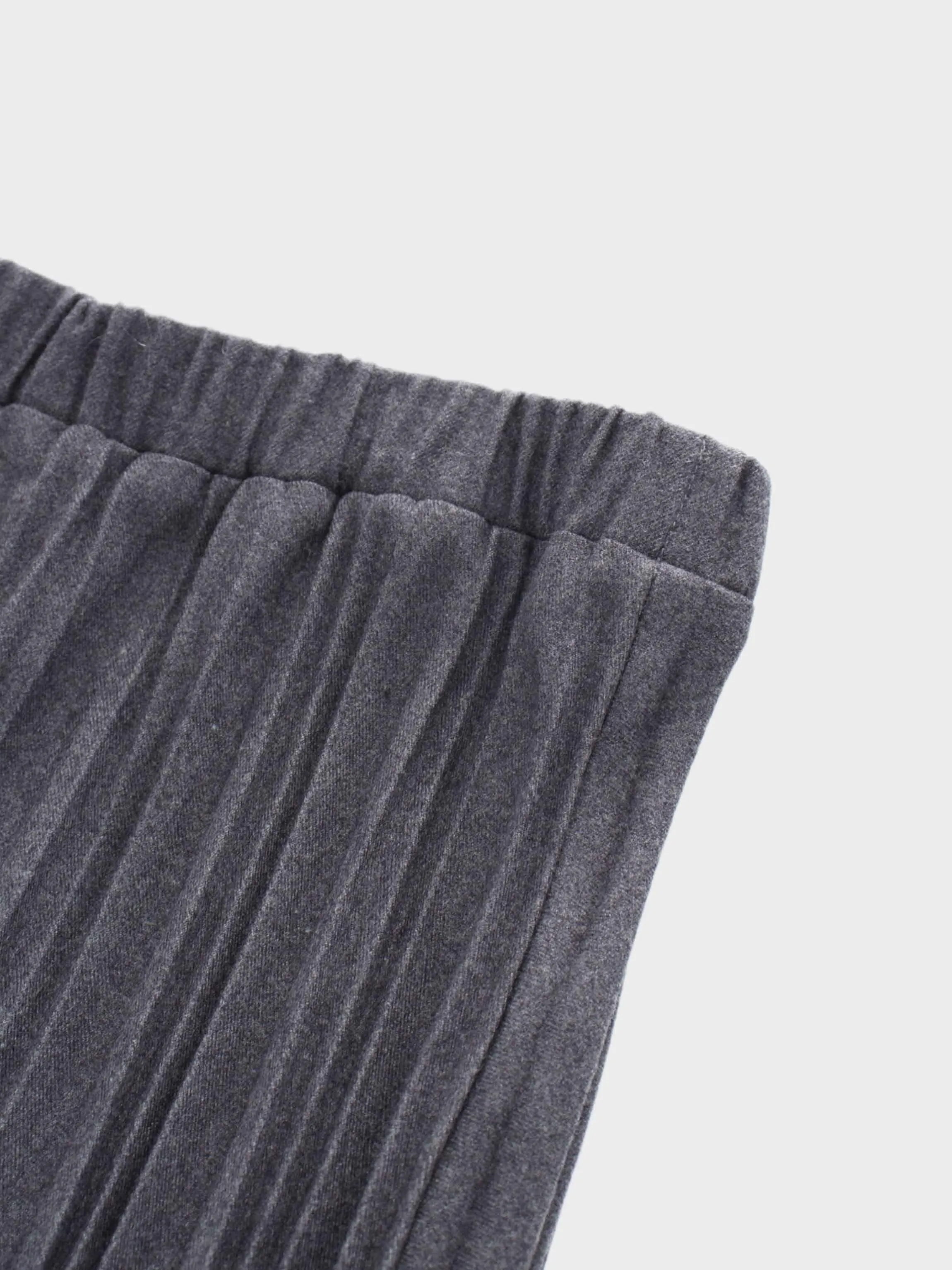 Wool Blend Pleated Skirt 25.5"-Dark Grey