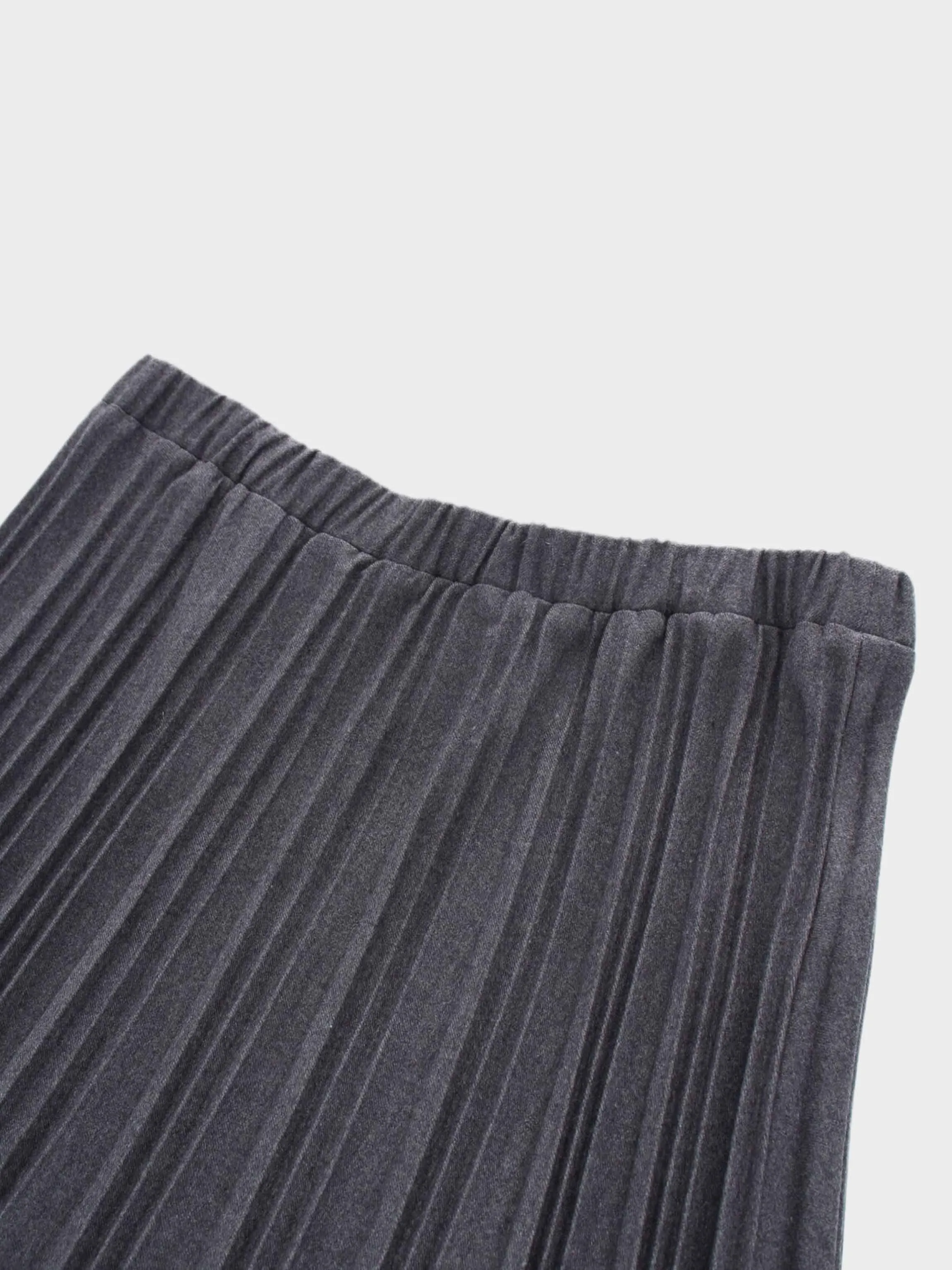 Wool Blend Pleated Skirt 25.5"-Dark Grey