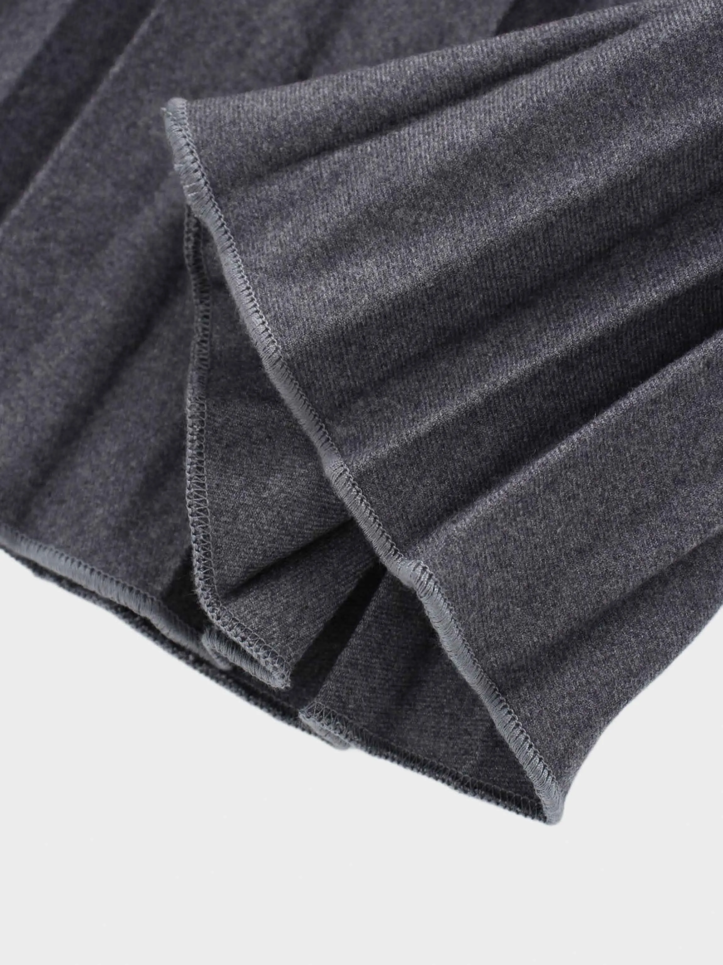 Wool Blend Pleated Skirt 25.5"-Dark Grey