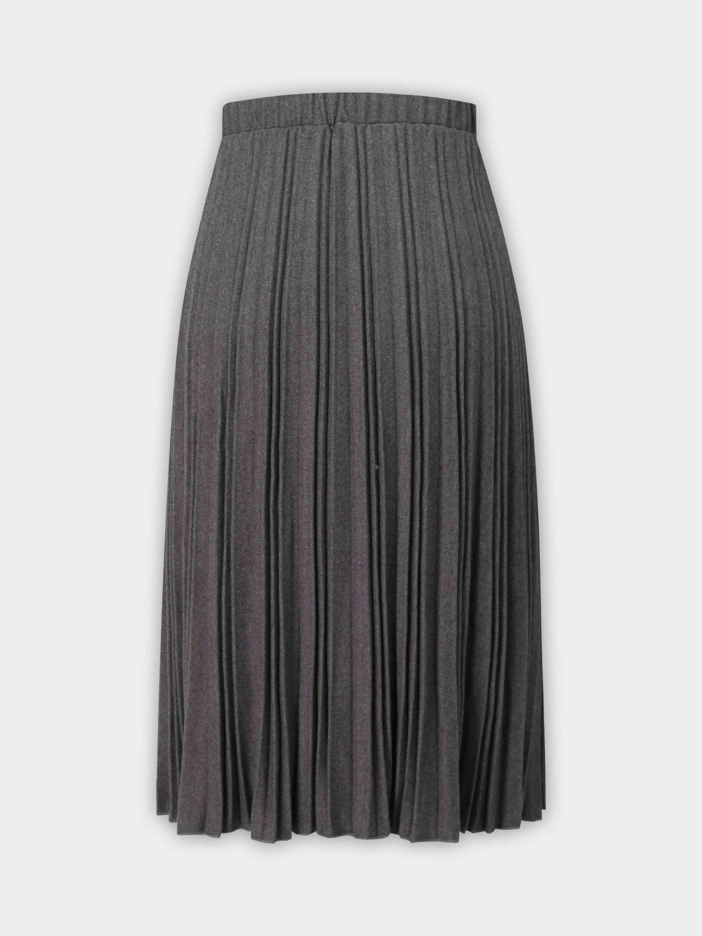 Wool Blend Pleated Skirt 25.5"-Dark Grey