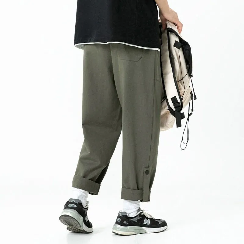 Working Pants Mens Casual Straight Loose Japanese Streetwear Cargo Harem