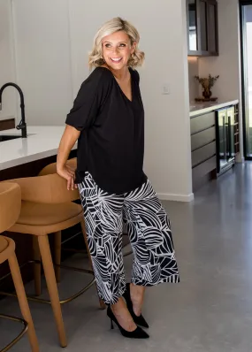 Yogi jersey wide leg culotte in Palm print