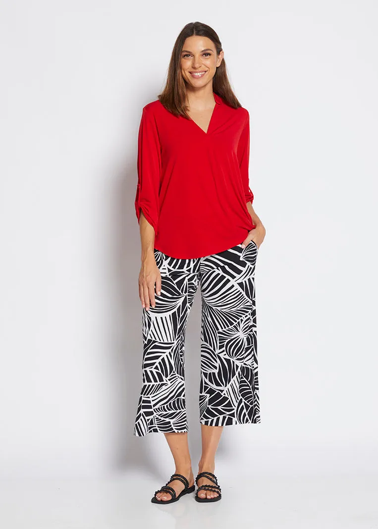 Yogi jersey wide leg culotte in Palm print